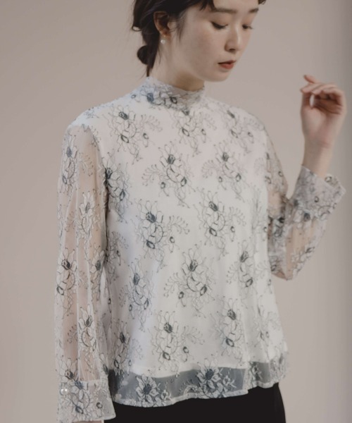 kaene（カエン）の「レースボウタイブラウス（シャツ/ブラウス・レディース・グレー/ホワイト/ブラック・FREE）」の2枚目の写真