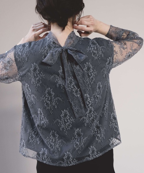kaene（カエン）の「レースボウタイブラウス（シャツ/ブラウス・レディース・グレー/ホワイト/ブラック・FREE）」の15枚目の写真