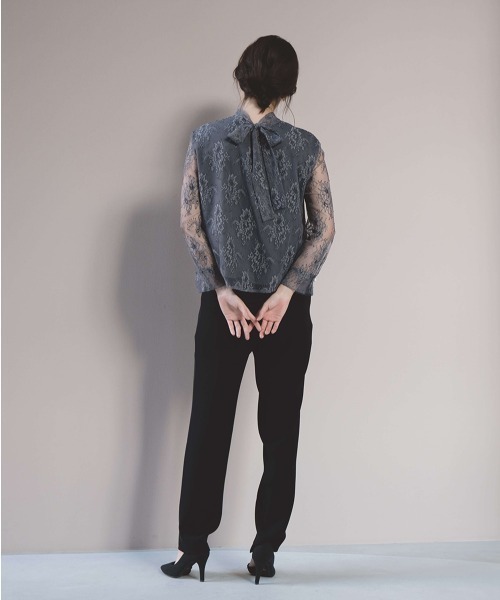 kaene（カエン）の「レースボウタイブラウス（シャツ/ブラウス・レディース・グレー/ホワイト/ブラック・FREE）」の4枚目の写真