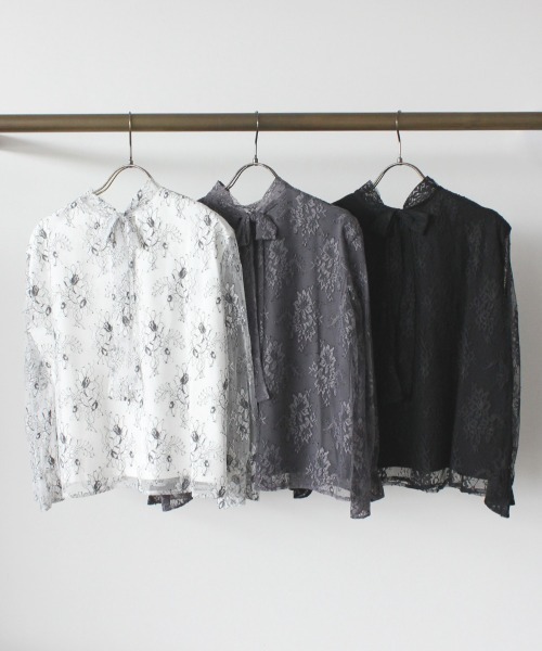 kaene（カエン）の「レースボウタイブラウス（シャツ/ブラウス・レディース・グレー/ホワイト/ブラック・FREE）」の11枚目の写真