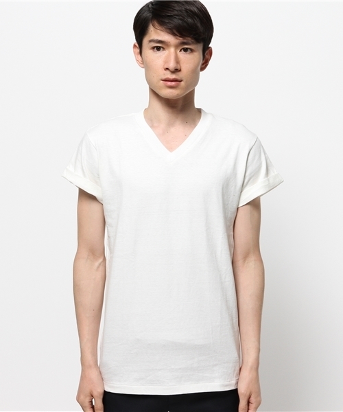 OUTLET（アウトレット）の「【BLOOM&BRANCH】MAN50sロールTVネック（Tシャツ/カットソー・メンズ・ホワイト・SMALL/MEDIUM）」の2枚目の写真