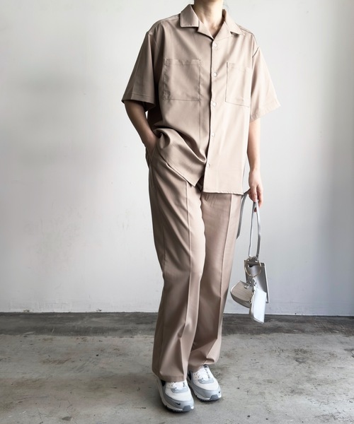 COMMON WARE（コモンウェアー）の「COMMONWARE:TRストレッチオープンカラーシャツ（シャツ/ブラウス・レディース・モカ/グリーン/サックスブルー/ベージュ/ブラック/オフホワイト・L/XL/M）」の5枚目の写真