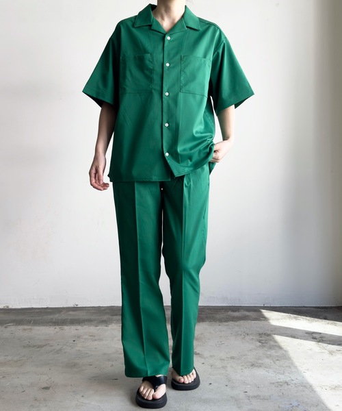 COMMON WARE（コモンウェアー）の「COMMONWARE:TRストレッチオープンカラーシャツ（シャツ/ブラウス・レディース・モカ/グリーン/サックスブルー/ベージュ/ブラック/オフホワイト・L/XL/M）」の6枚目の写真