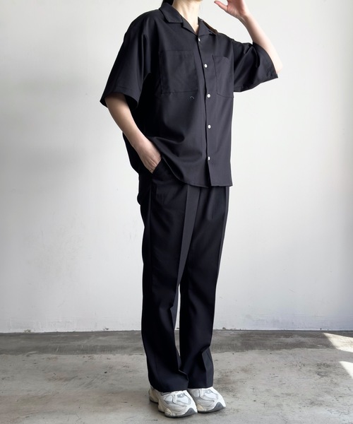 COMMON WARE（コモンウェアー）の「COMMONWARE:TRストレッチオープンカラーシャツ（シャツ/ブラウス・レディース・モカ/グリーン/サックスブルー/ベージュ/ブラック/オフホワイト・L/XL/M）」の4枚目の写真