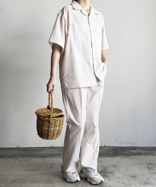 COMMON WARE（コモンウェアー）の「COMMONWARE:TRストレッチオープンカラーシャツ（シャツ/ブラウス・レディース・モカ/グリーン/サックスブルー/ベージュ/ブラック/オフホワイト・L/XL/M）」の7枚目の写真