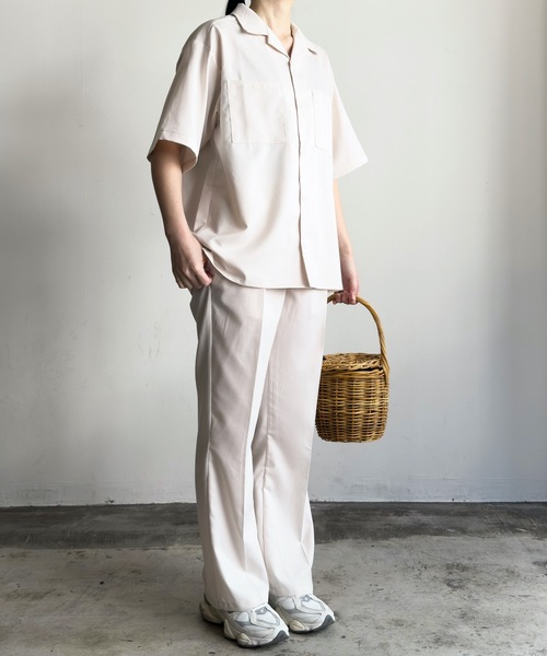 COMMON WARE（コモンウェアー）の「COMMONWARE:TRストレッチオープンカラーシャツ（シャツ/ブラウス・レディース・モカ/グリーン/サックスブルー/ベージュ/ブラック/オフホワイト・L/XL/M）」の8枚目の写真