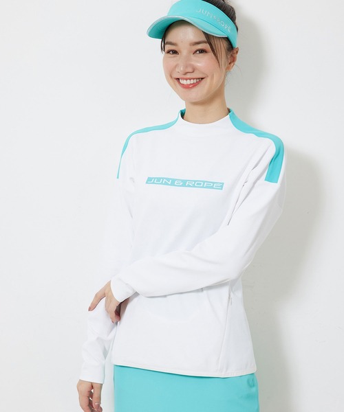 JUN&ROPE'(ジュンアンドロペ)の「【UV】【接触冷感】【防透】ポケット付き長袖モックネックプルオーバー(Tシャツ/カットソー・レディース・イエロー/ブラック/ホワイト・S/M/L)」の2枚目の写真