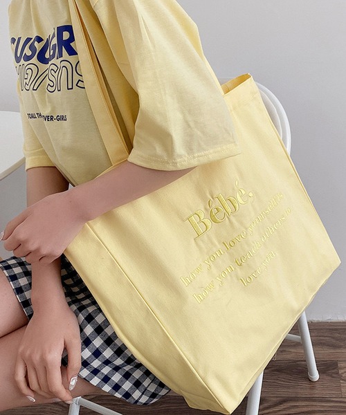 non-hedge(ノンヘッジ)の「ロゴキャンバストートバッグ(トートバッグ・レディース・パープル/イエロー/グリーン/ピンク/アイボリー/ブルー・F)」の17枚目の写真