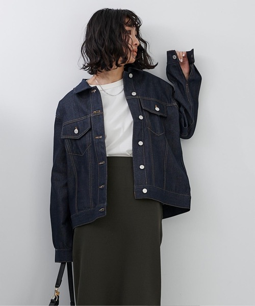 UR'S（ユアーズ）の「ﾃﾞﾆﾑｼﾞｬｹｯﾄ（デニムジャケット・レディース・インディゴブルー/ブラック・M）」の4枚目の写真