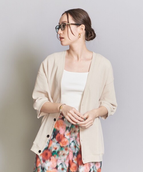 BEAUTY&YOUTH UNITED ARROWS（ビューティーアンドユースユナイテッドアローズ）の「【WEB限定】グリッド エアーワッフル ハーフスリーブ Vカーディガン（カーディガン/ボレロ・メンズ・ブラック/ベージュ/ホワイト/ピンク・M/L/S）」の17枚目の写真