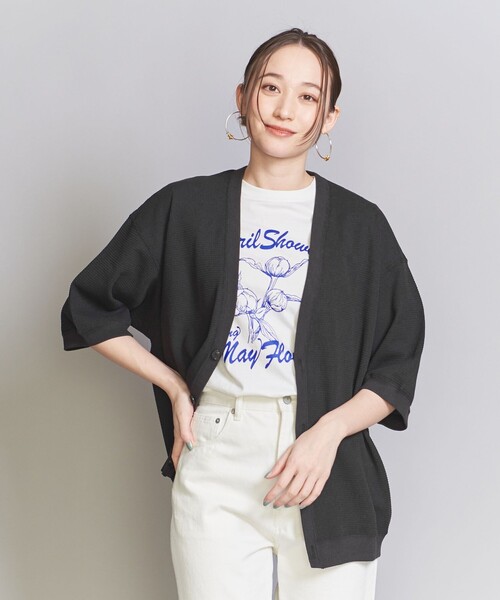 BEAUTY&YOUTH UNITED ARROWS（ビューティーアンドユースユナイテッドアローズ）の「【WEB限定】グリッド エアーワッフル ハーフスリーブ Vカーディガン（カーディガン/ボレロ・メンズ・ブラック/ベージュ/ホワイト/ピンク・M/L/S）」の19枚目の写真