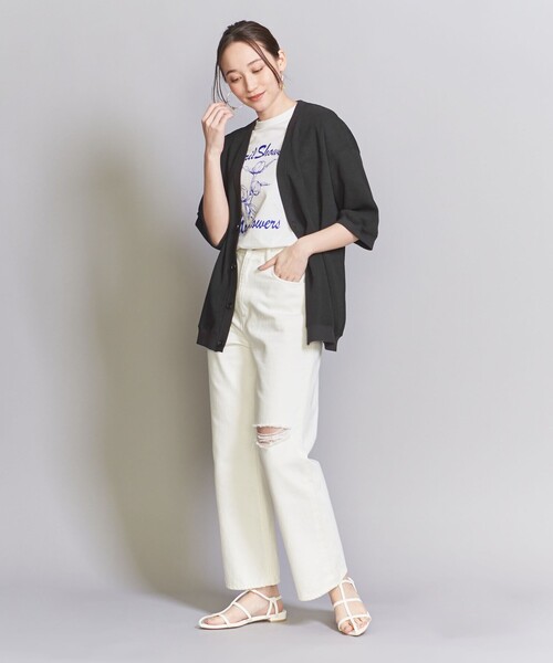 BEAUTY&YOUTH UNITED ARROWS（ビューティーアンドユースユナイテッドアローズ）の「【WEB限定】グリッド エアーワッフル ハーフスリーブ Vカーディガン（カーディガン/ボレロ・メンズ・ブラック/ベージュ/ホワイト/ピンク・M/L/S）」の14枚目の写真