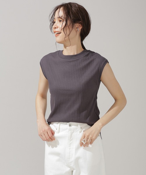 NANO universe(ナノユニバース)の「Anti Soaked 汗染み防止 リブノースリーブTシャツ(Tシャツ/カットソー・レディース・ブラック/グレー系その他4/アイボリー/チャコール・Ⅱ/Ⅰ)」の10枚目の写真