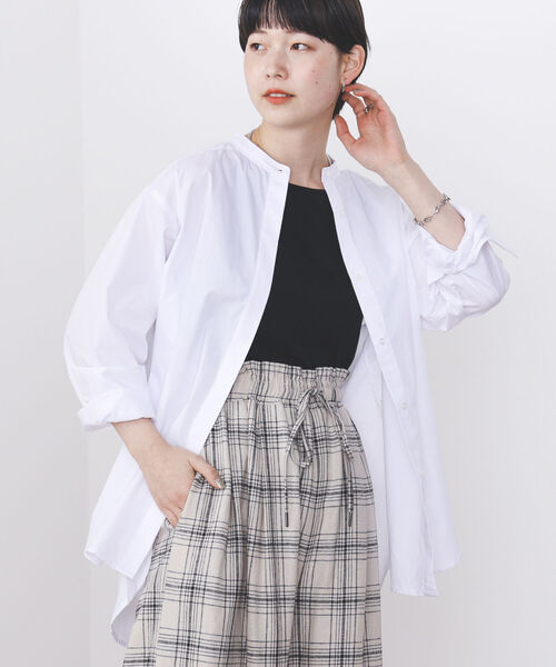 BEAMS HEART（ビームスハート）の「BEAMS HEART / バンドカラー オーバーシャツ（シャツ/ブラウス・レディース・オフホワイト/その他/その他1/ホワイト系その他5・FREE）」の2枚目の写真