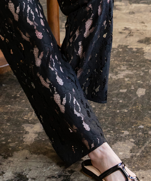 Noble（ノーブル）の「クラウディレースストレートパンツ（その他パンツ・レディース・ホワイト/ブラック・FREE）」の5枚目の写真