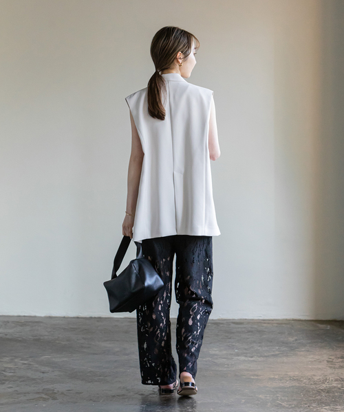 Noble（ノーブル）の「クラウディレースストレートパンツ（その他パンツ・レディース・ホワイト/ブラック・FREE）」の6枚目の写真