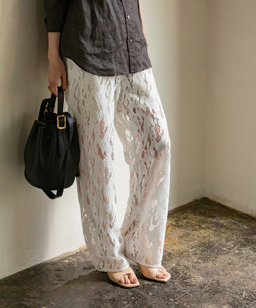 Noble（ノーブル）の「クラウディレースストレートパンツ（その他パンツ・レディース・ホワイト/ブラック・FREE）」の7枚目の写真