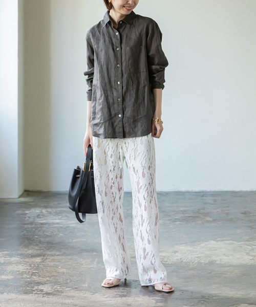 Noble（ノーブル）の「クラウディレースストレートパンツ（その他パンツ・レディース・ホワイト/ブラック・FREE）」の9枚目の写真