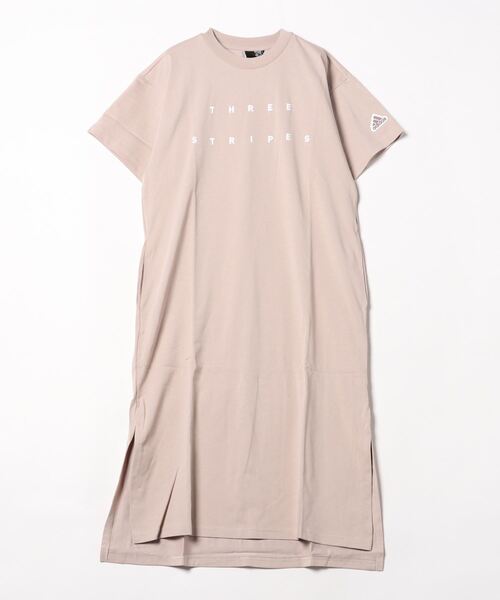 adidas（アディダス）の「アディダス adidas ワーディング ルーズフィット シングルジャージー Tシャツワンピース（ワンピース・レディース・ピンク/ベビーピンク/チャコールグレー・L/M/XL/S）」の3枚目の写真