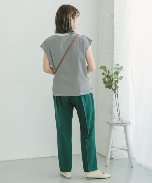 ITEMS URBANRESEARCH（アイテムズ アーバンリサーチ）の「リネンライクテーパードパンツ（スラックス・レディース・グリーン/ベージュ/ダークブラウン・FREE）」の6枚目の写真