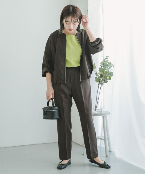 ITEMS URBANRESEARCH（アイテムズ アーバンリサーチ）の「リネンライクテーパードパンツ（スラックス・レディース・グリーン/ベージュ/ダークブラウン・FREE）」の18枚目の写真