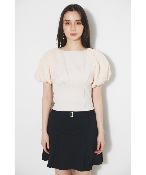 rienda - rienda BACKシャーリングボリュームSLVTOP ドット 新品 rienda レオパードシャーリングTOP BLK -ファッション通販