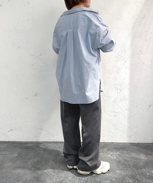 apres jour mignon(アプレジュールミニョン)の「カラーストライプシャツ【ZOZOTOWN限定アイテム】(シャツ/ブラウス・レディース・ネイビー/イエロー/ブルー・X-LARGE/フリー)」の7枚目の写真