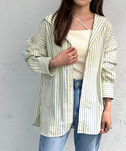 apres jour mignon(アプレジュールミニョン)の「カラーストライプシャツ【ZOZOTOWN限定アイテム】(シャツ/ブラウス・レディース・ネイビー/イエロー/ブルー・X-LARGE/フリー)」の15枚目の写真
