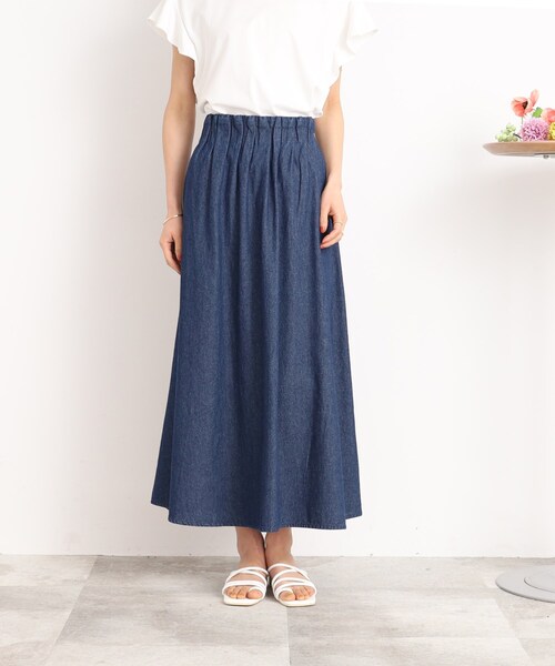 SHOO・LA・RUE（シューラルー）の「◆【ウエストゴムで楽ちん】デニムフレアスカート（デニムスカート・レディース・ネイビー/ブルー・00）」の19枚目の写真