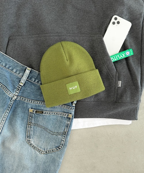【セール】HUF(ハフ)/ボックスロゴ ワンポイント ビーニー ニット帽/HUF SET BOX BEANIE（ニットキャップ/ビーニー）｜HUF（ハフ）