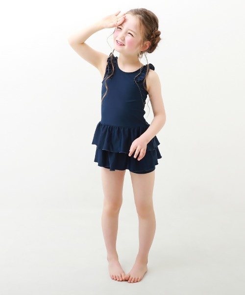 devirock（デビロック）の「UVカット 女児 セパレート型 フリルスクール水着（水着・キッズ・ネイビー/ネイビー×ホワイト/ネイビー系1/ネイビー系2・110cm/120cm/130cm/140cm/150cm/160cm/170cm）」の5枚目の写真