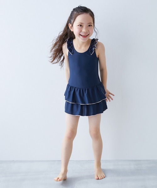 UVカット 女児 セパレート型 フリルスクール水着（水着