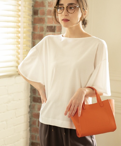 OPAQUE.CLIP(オペークドットクリップ)の「◆フレアスリーブカットソー【UV/接触冷感/洗濯機洗い可】(Tシャツ/カットソー・レディース・オフホワイト/ブラック/ブラウン系その他/ワインレッド・38/40/36/42)」の5枚目の写真