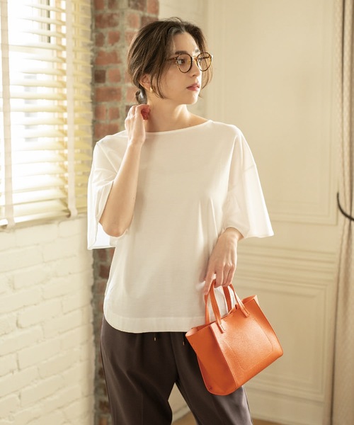 OPAQUE.CLIP(オペークドットクリップ)の「◆フレアスリーブカットソー【UV/接触冷感/洗濯機洗い可】(Tシャツ/カットソー・レディース・オフホワイト/ブラック/ブラウン系その他/ワインレッド・38/40/36/42)」の9枚目の写真