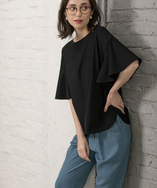 OPAQUE.CLIP(オペークドットクリップ)の「◆フレアスリーブカットソー【UV/接触冷感/洗濯機洗い可】(Tシャツ/カットソー・レディース・オフホワイト/ブラック/ブラウン系その他/ワインレッド・38/40/36/42)」の14枚目の写真