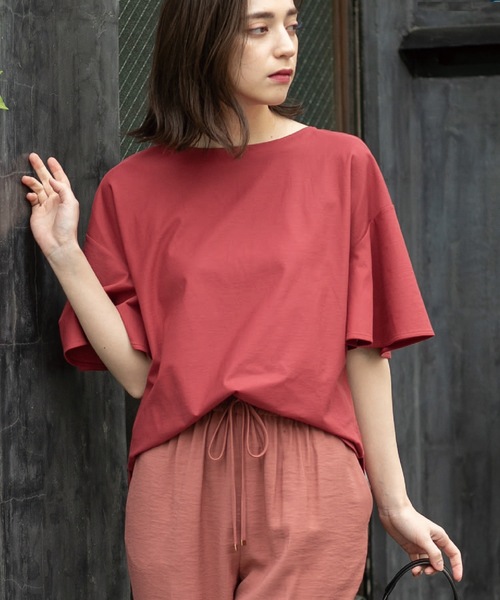 OPAQUE.CLIP(オペークドットクリップ)の「◆フレアスリーブカットソー【UV/接触冷感/洗濯機洗い可】(Tシャツ/カットソー・レディース・オフホワイト/ブラック/ブラウン系その他/ワインレッド・38/40/36/42)」の19枚目の写真