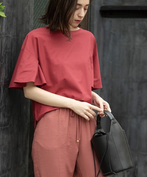 OPAQUE.CLIP(オペークドットクリップ)の「◆フレアスリーブカットソー【UV/接触冷感/洗濯機洗い可】(Tシャツ/カットソー・レディース・オフホワイト/ブラック/ブラウン系その他/ワインレッド・38/40/36/42)」の20枚目の写真