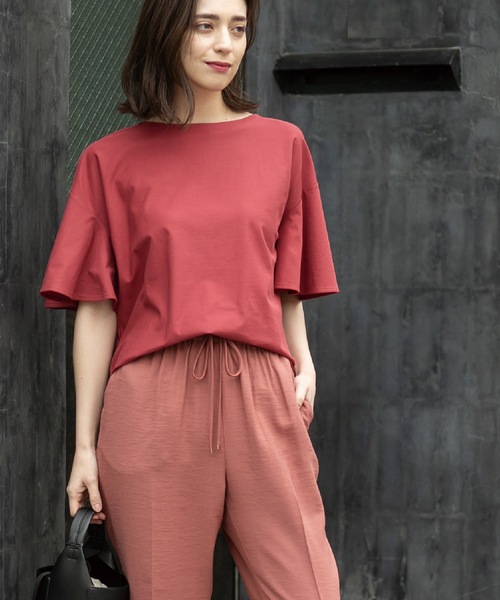 OPAQUE.CLIP(オペークドットクリップ)の「◆フレアスリーブカットソー【UV/接触冷感/洗濯機洗い可】(Tシャツ/カットソー・レディース・オフホワイト/ブラック/ブラウン系その他/ワインレッド・38/40/36/42)」の21枚目の写真