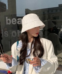 【resonance】モノトーン ダイヤチェック風 ジャガード バケットハット