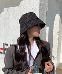 【resonance】モノトーン ダイヤチェック風 ジャガード バケットハット