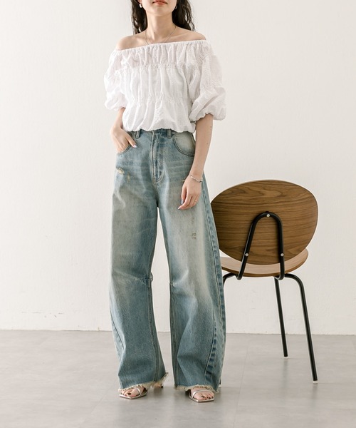 mystic（ミスティック）の「エンボスオフショルブラウス（シャツ/ブラウス・レディース・オフホワイト/ブラック/イエロー・FREE）」の21枚目の写真