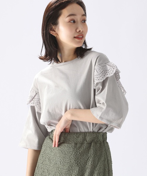 niko and（ニコアンド）の「フリルレースコンビTシャツ（T