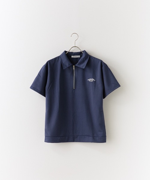 Chick（チック）の「ハーフジップ半袖セットアップ（Tシャツ/カットソー・レディース・グレー/ネイビー・S/M/L）」の10枚目の写真