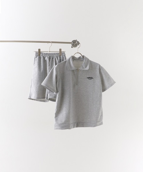 Chick（チック）の「ハーフジップ半袖セットアップ（Tシャツ/カットソー・レディース・グレー/ネイビー・S/M/L）」の5枚目の写真