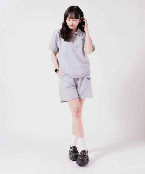 Chick（チック）の「ハーフジップ半袖セットアップ（Tシャツ/カットソー・レディース・グレー/ネイビー・S/M/L）」の8枚目の写真