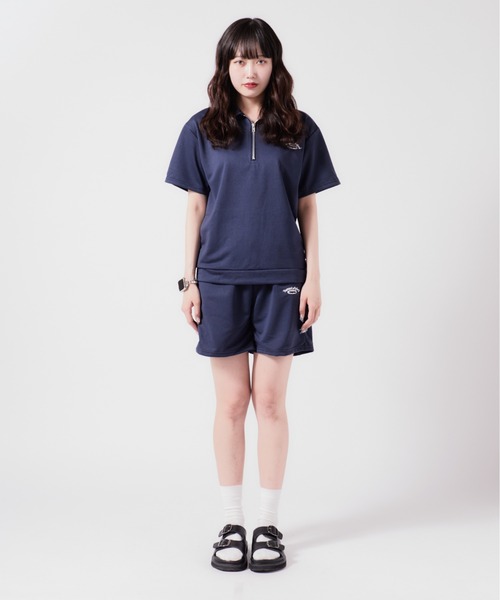 セール】ハーフジップ半袖セットアップ（Tシャツ/カットソー