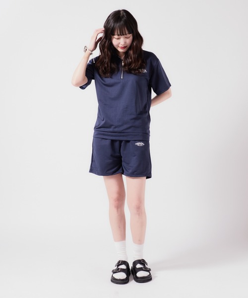 Chick（チック）の「ハーフジップ半袖セットアップ（Tシャツ/カットソー・レディース・グレー/ネイビー・S/M/L）」の15枚目の写真