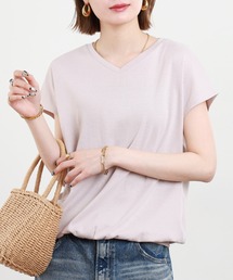atONE コットンフライスVネックフレンチTシャツ