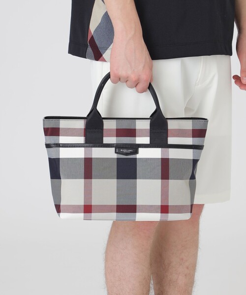 極美品 ブラックレーベルクレストブリッジ トートバッグ ナイロン ブラック ナイロンコンビカルゼシャドークレストブリッジチェックビジネストート