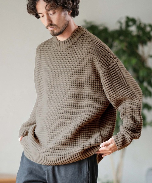 Magine（マージン）の「mn2780-AZEAMI MOCK NECK KNIT PULLOVER ニット（ニット/セーター・メンズ・グリーン/ミックスグレー/ブラック/オフホワイト/チャコールグレー/グレイッシュベージュ・44/48/46）」の2枚目の写真